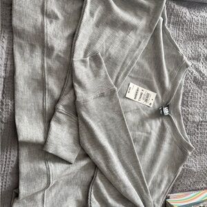 Ideology Light Gray Waffle crop Knit Top